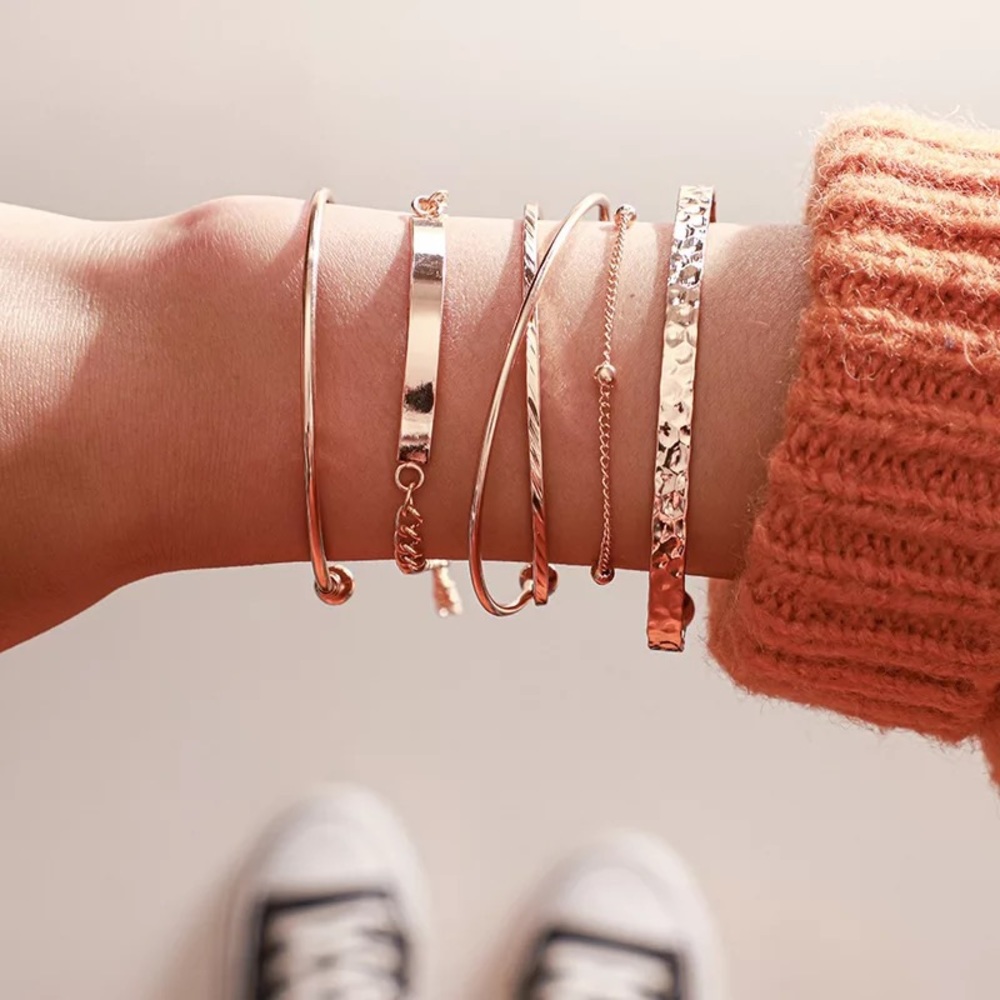Fashionable Gold Plated Bracelet Bangle 5 Pieces - Picture 2 of 5